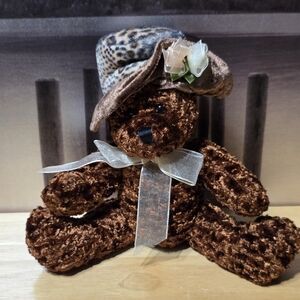 Leopard Print Hat Teddy Bear